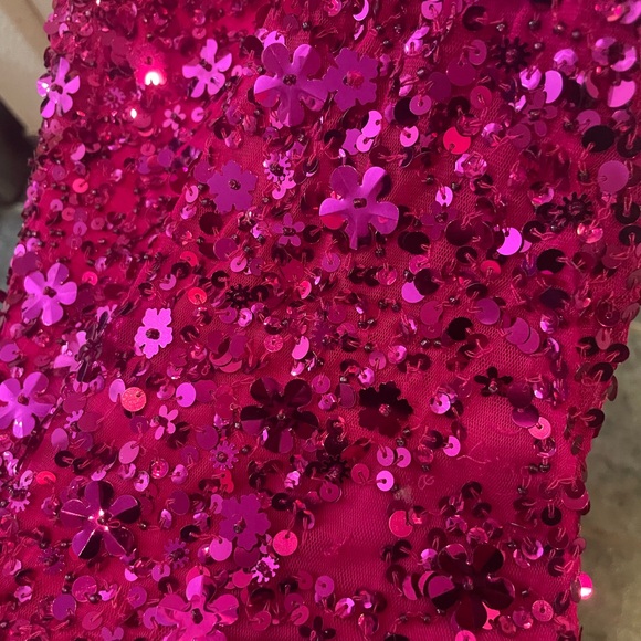 Macduggal 10047 hot pink beaded dress - Picture 6 of 6